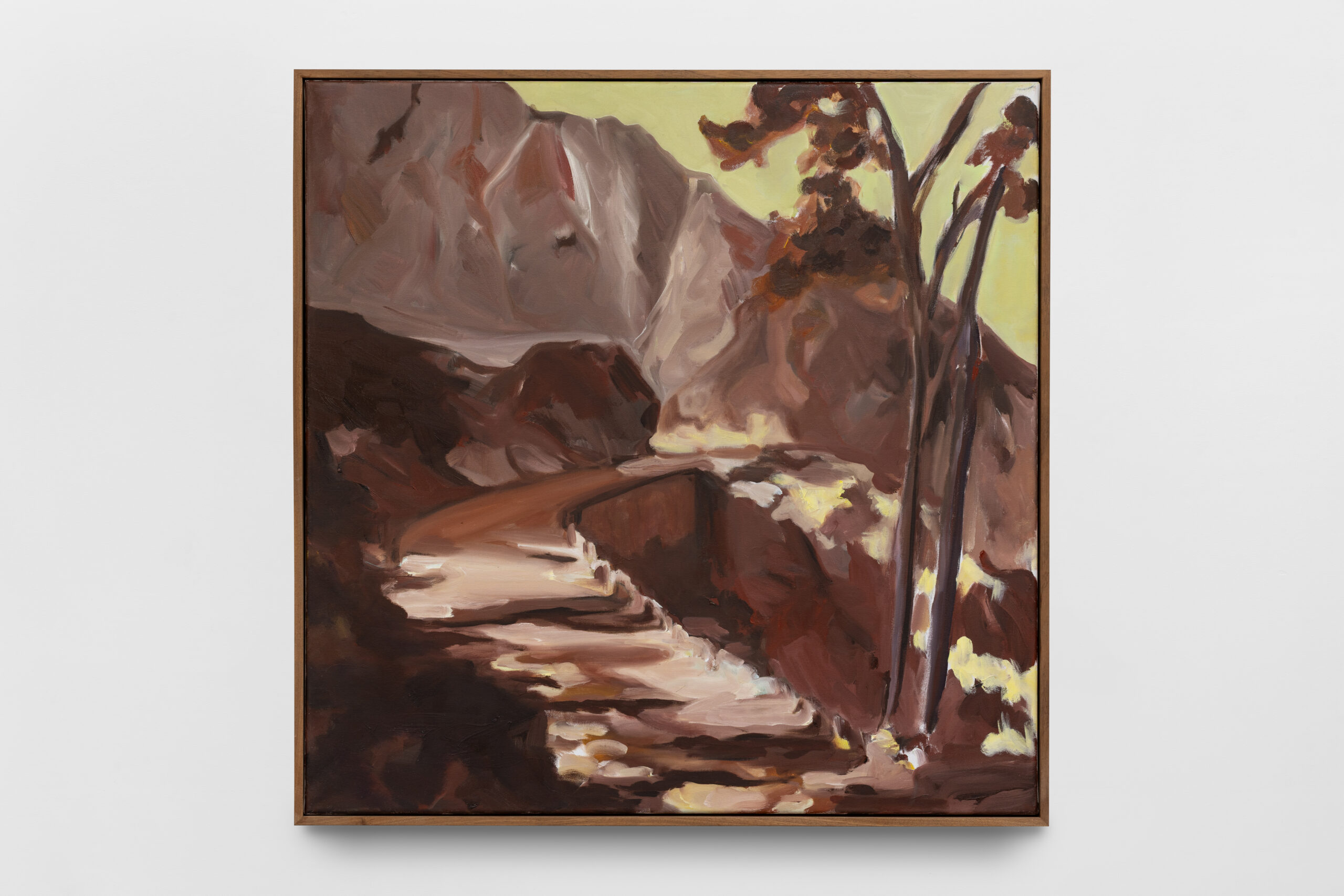 Por esta estrada não se chega ao mar. 2025. Oil on canvas. 82.5 x 82.5 cm